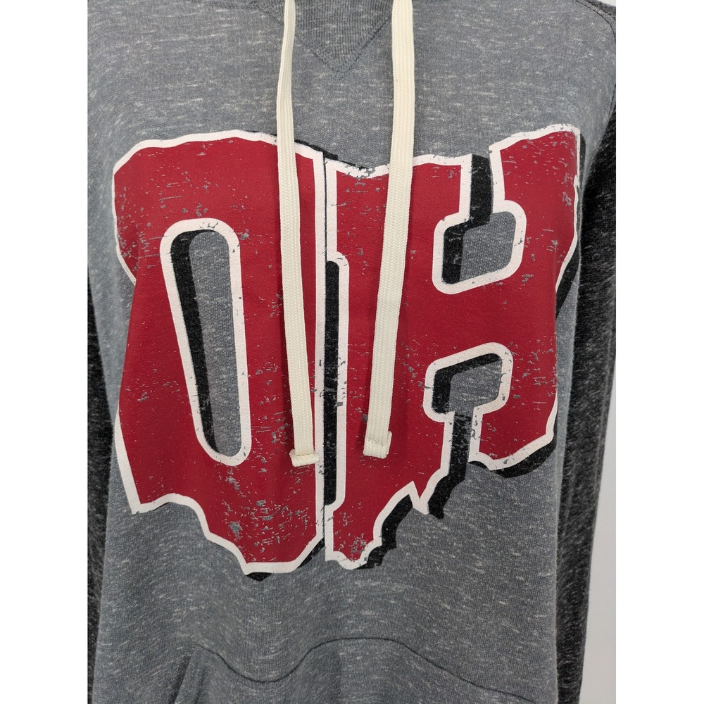 Jerzees Ohio OH Hoodie Mens Large Gray Raglan Graphic Sweatshirt Cozy Loungewear - Picture 2 of 12